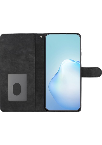 Xiaomi Redmi Note 14 5G Kılıfı Kart Pıhtıları İle Cilt Dokunuşu Pu Deri Telefon Kapağı Standı-Siyah (Yurt Dışından)