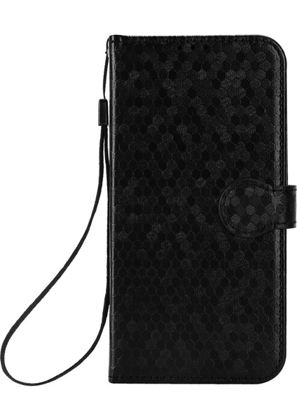 Xiaomi 15 Pro Için Cüzdan Kılıf Nokta Desenli Baskı Pu Deri Telefon Kapağı-Siyah (Yurt Dışından)