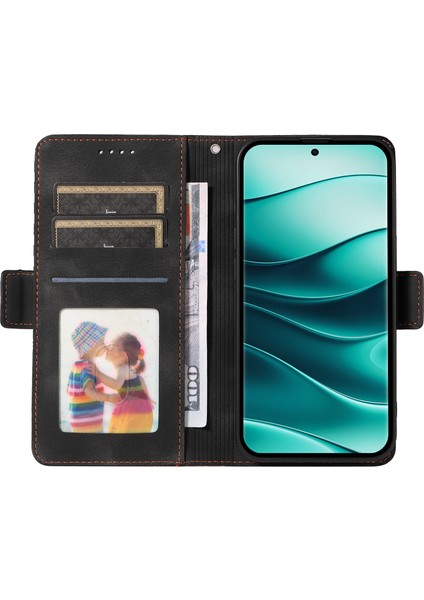 Xiaomi Redmi Için Note 14 Pro+ 5G-Note 14 Pro 5G Kılıf Pu Deri Telefon Kapağı Eşkenar Dörtgen Yıldızlı Baskılı-Siyah (Yurt Dışından) fiyatları