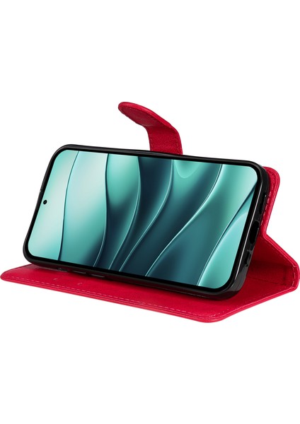 Kt Deri Serisi-2 Xiaomi Redmi Için Not 14 5G Kılıf Düz Renk Deri Telefon Kapak Cüzdan Standı-Kırmızı (Yurt Dışından) fırsatları