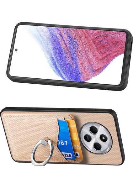 Telefon Kılıfı Xiaomi Redmi 14C 4G-14R 5G-Poco C75 4G Arka Kapak Kart Yuvaları İle Halka Tutucu Standı-Kayısı (Yurt Dışından) modelleri