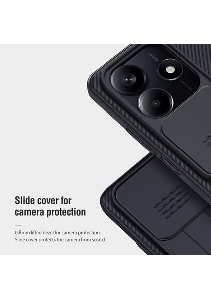 Nıllkın Camshield Xiaomi Redmi Için Not 14 5G-14 4G Kılıf Sert Pc Dimi Doku Telefon Kapağı Slayt Kamera Kapaklı-Mavi (Yurt Dışından)