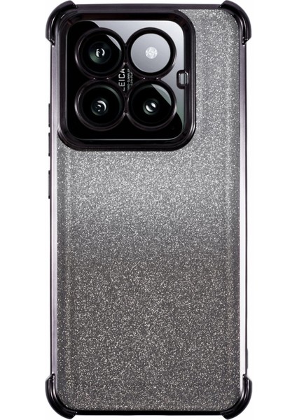 Xiaomi 14 Pro Için Kılıf Glitter Tpu Telefon Kapağı Güçlendirilmiş Köşeler-Siyah (Yurt Dışından)