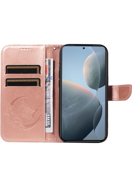 Xiaomi 14T Kılıf Desenli Deri Cüzdan Kapaklı Telefon Kapağı-Gül Altın (Yurt Dışından) fiyatları