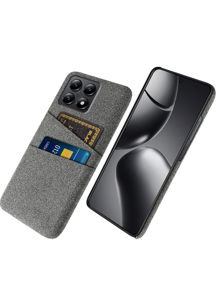 Xiaomi 14T Kılıf Bezi + Çift Kart Yuvalı Sert Pc Telefon Kapağı-Gri (Yurt Dışından)