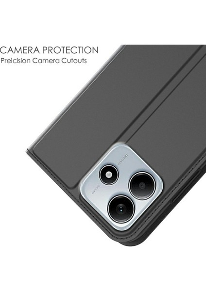 Xiaomi Redmi Note 14 5G Kılıf Pu Deri Telefon Kapağı, Kart Tutucu Manyetik Kapatma-Siyah (Yurt Dışından)