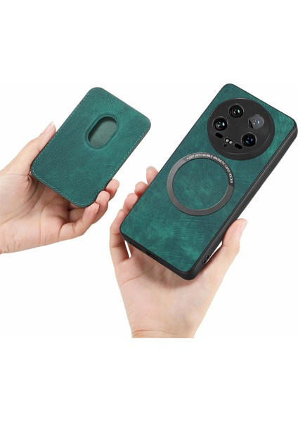 Xiaomi 14 Ultra Kılıf Deri+Tpu Çıkarılabilir Kart Yuvalı Retro Telefon Kapağı-Yeşil (Yurt Dışından) fırsatları