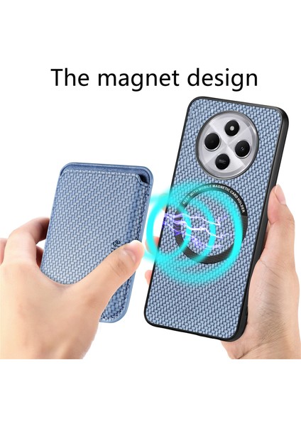 Telefon Kılıfı Xiaomi Redmi 14C 4G-14R 5G-Poco C75 4G Karbon Fiber Deri Arka Kapak İle Çıkarılabilir Kart Çantası-Mavi (Yurt Dışından) modelleri