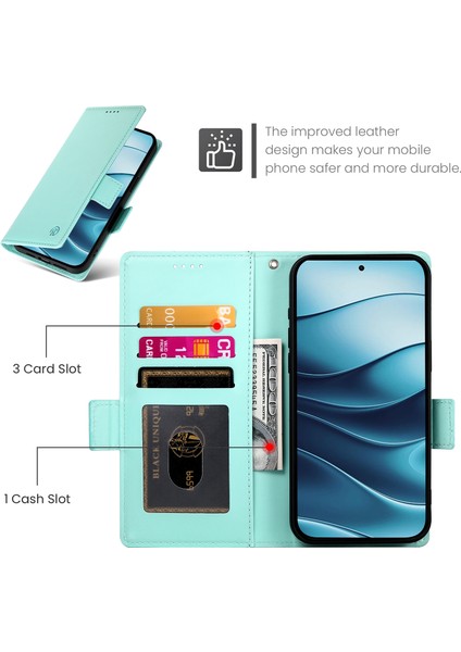 Df-010 Xiaomi Redmi Note 14 5G-14 4G Pu Deri Cüzdan Telefon Kılıfı-Nane Yeşili (Yurt Dışından) indirimleri