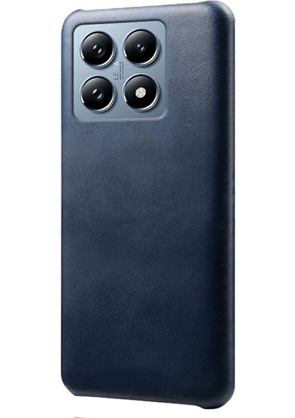 Xiaomi 14T Pro Kılıf Buzağı Dokusu Pu Deri Sert Pc Koruyucu Telefon Kapağı-Mavi Için (Yurt Dışından)