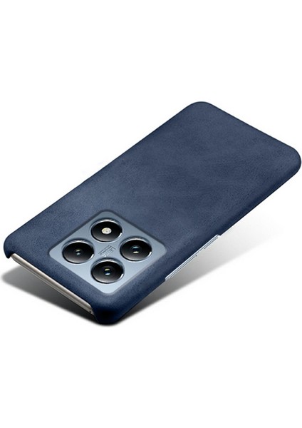 Xiaomi 14T Pro Kılıf Buzağı Dokusu Pu Deri Sert Pc Koruyucu Telefon Kapağı-Mavi Için (Yurt Dışından) modelleri
