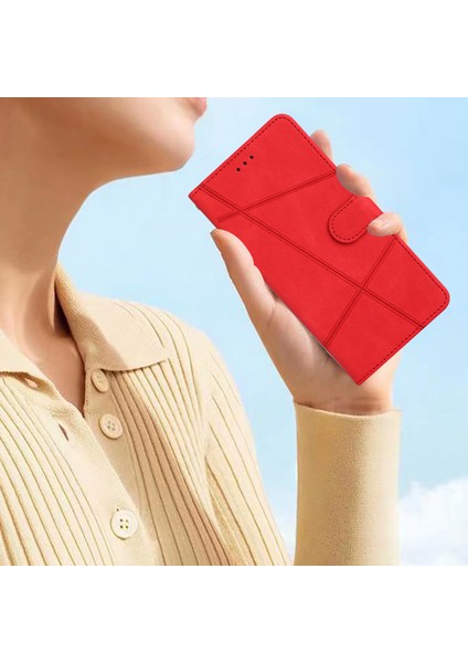Xiaomi Redmi Note 14 Pro+ 5G Kılıf Crazy Horse Doku Pu Deri Cüzdan Telefon Kapağı-Kırmızı (Yurt Dışından)