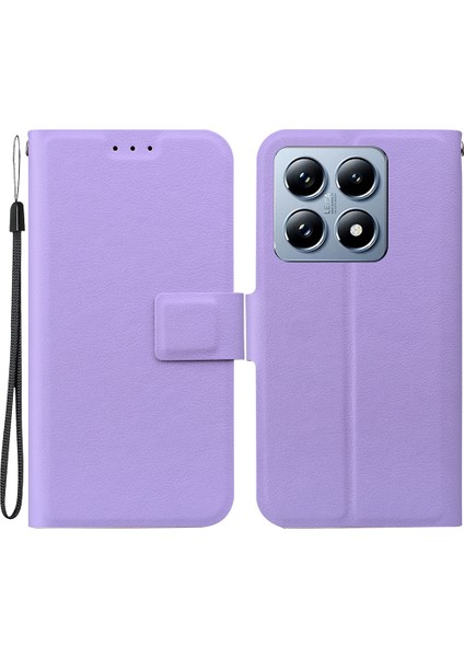 Xiaomi 14T Kılıf Için Ultra Ince Pu Deri+Tpu Telefon Kılıfı, Kart Yuvalı-Mor (Yurt Dışından)