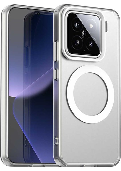 Xiaomi 15 Pro Için Magsafe Pc+Tpu+Pet Anti-Drop Telefon Kılıfı İle Uyumlu Kılıf-Beyaz (Yurt Dışından)