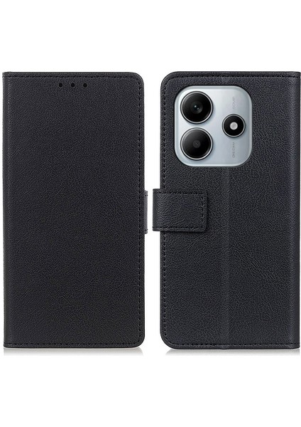 Xiaomi Redmi Note 14 4G Kılıf Pu Deri Cüzdan Telefon Kapağı-Siyah (Yurt Dışından)
