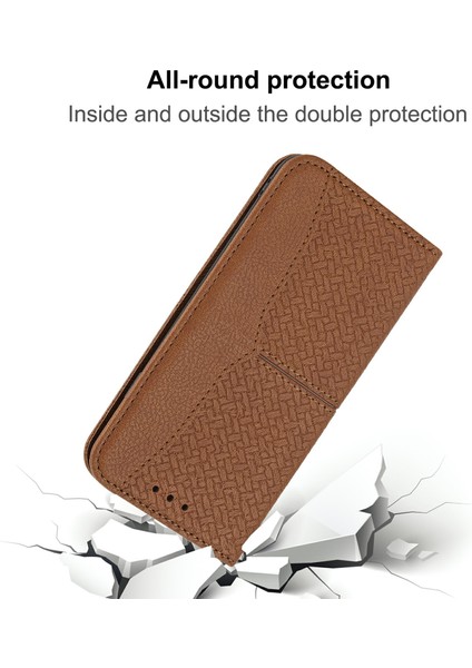 Xiaomi Redmi Note 14 Pro+ 5G Manyetik Kılıf Dokuma Doku Kart Yuvaları Kapak-Kahverengi Için (Yurt Dışından)