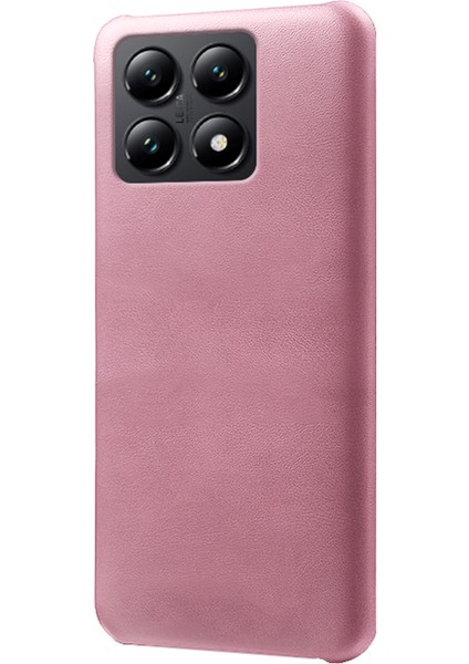 Xiaomi 14T Kılıf Buzağı Dokusu Pu Deri Sert Pc Koruyucu Telefon Kapağı-Gül Altın Için (Yurt Dışından)