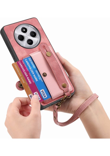 Telefon Kılıfı Xiaomi Redmi Için 14C 4G-14R 5G-Poco C75 4G Bileklik Pu Deri Retro Arka Kapak Kart Tutucu-Pembe (Yurt Dışından) fırsatları