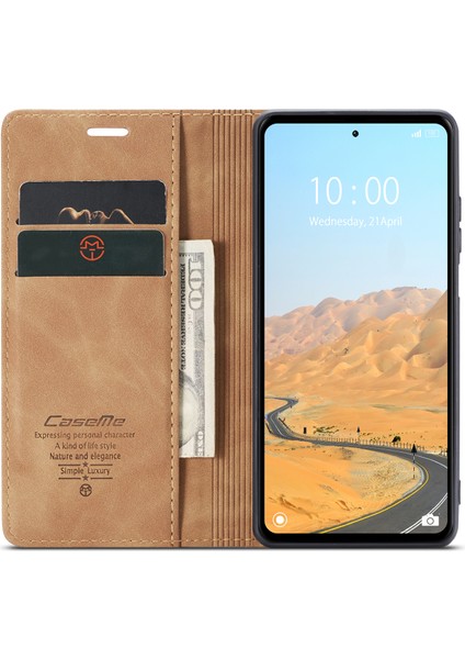 Xiaomi Redmi Için Not 12R 5G-Xiaomi Poco M6 Pro 5G-Xiaomi Redmi 12 4G Kılıf Caseme 013 Serisi Kart Tutucu Deri Telefon Kapağı-Kahverengi (Yurt Dışından) modelleri