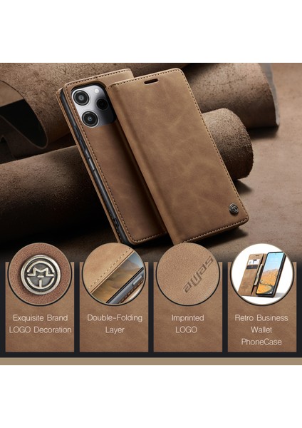 Xiaomi Redmi Için Not 12R 5G-Xiaomi Poco M6 Pro 5G-Xiaomi Redmi 12 4G Kılıf Caseme 013 Serisi Kart Tutucu Deri Telefon Kapağı-Kahverengi (Yurt Dışından) indirimleri