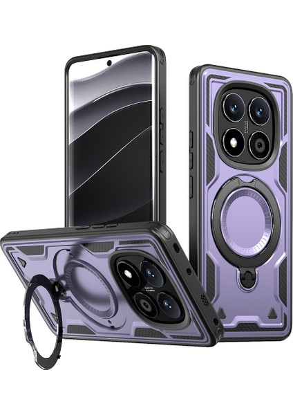 Xiaomi Redmi Note 14 Pro 5G Kılıf Için Magsafe Askeri Koruma Pc+Tpu Telefon Kapağı-Mor İle Uyumlu (Yurt Dışından)