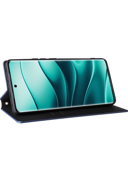 Xiaomi Redmi Note 14 Pro+ 5G-Note 14 Pro 5G Cüzdan Kılıf Eşkenar Dörtgen Baskılı Deri Telefon Kapağı-Mavi (Yurt Dışından)