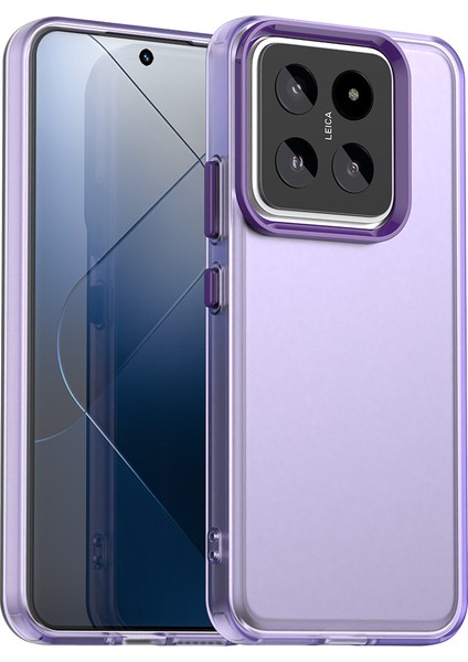 Xiaomi 14 Pro Kılıf Pc+Tpu+Pet Mat Düşme Önleyici Telefon Arka Kapak-Mor (Yurt Dışından)