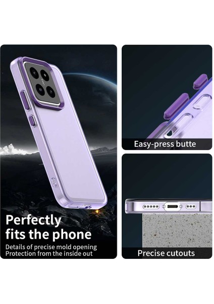 Xiaomi 14 Pro Kılıf Pc+Tpu+Pet Mat Düşme Önleyici Telefon Arka Kapak-Mor (Yurt Dışından) modelleri