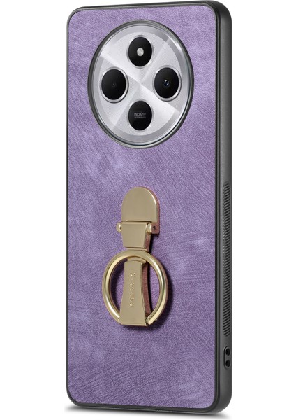 Caseneo D22 Telefon Kılıfı Xiaomi Redmi Için 14C 4G-14R 5G-Poco C75 4G Retro Deri Arka Kapak İle Katlanır Stand-Mor (Yurt Dışından)