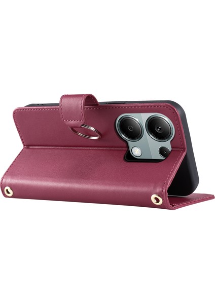 Xiaomi Poco M6 Pro 4G-Redmi Not 13 Pro 4G Crossbody Cüzdan Eşkenar Dörtgen Mobil Kapak-Kırmızı (Yurt Dışından) indirimleri