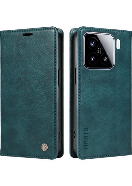 Xiaomi 15 Kılıf Manyetik Kapatma Deri Telefon Kapağı Litchi Doku-Mavi Için (Yurt Dışından)