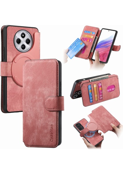 Caseneo Mw-03 Telefon Kılıfı Xiaomi Redmi Için 14C 4G-14R 5G-Poco C75 4G Deri + Tpu Telefon Kapağı İle Çıkarılabilir Cüzdan-Pembe (Yurt Dışından)
