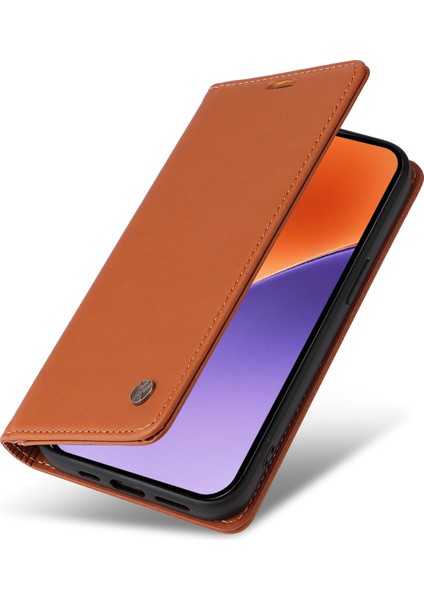 Xiaomi 15 Kılıf Deri Telefon Kılıfı Için Güçlü Manyetik Kapatma-Kahverengi (Yurt Dışından) indirimleri