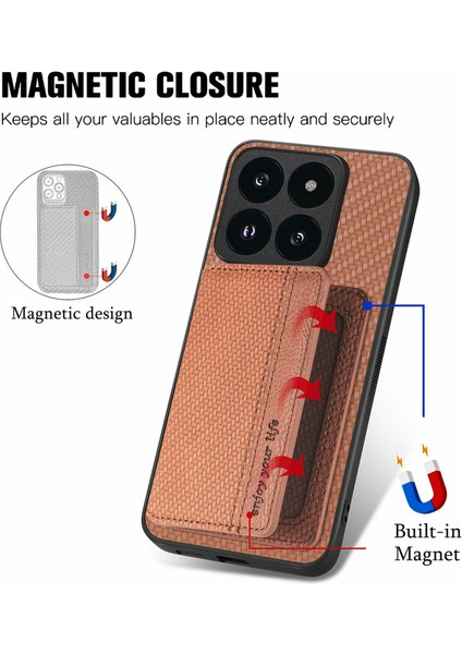 Xiaomi 14T Kılıf Için Rfıd Engelleme Kart Tutucu Karbon Fiber Deri + Pc + Tpu Telefon Kapağı-Kahverengi (Yurt Dışından) indirimleri