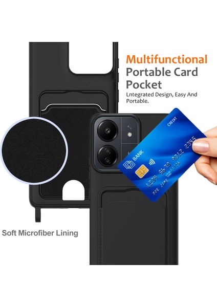Xiaomi Redmi Için 13C 5G - 4G - Redmi 13R 5G - Poco M6 5G - Poco C65 4G Kart Tutucu Telefon Arka Kapak İle Kordon-Siyah (Yurt Dışından) indirimleri