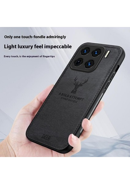 Xiaomi 15 Pro Kılıf Geyik Desenli Kumaş Doku Pu Deri Hibrit Telefon Kapağı-Gri (Yurt Dışından)