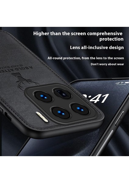 Xiaomi 15 Pro Kılıf Geyik Desenli Kumaş Doku Pu Deri Hibrit Telefon Kapağı-Gri (Yurt Dışından)