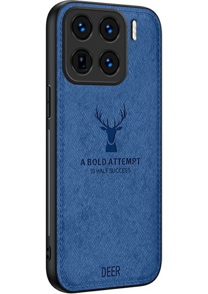 Xiaomi 15 Pro Kılıf Geyik Desenli Kumaş Doku Pu Deri Hibrit Telefon Kapağı-Mavi (Yurt Dışından)