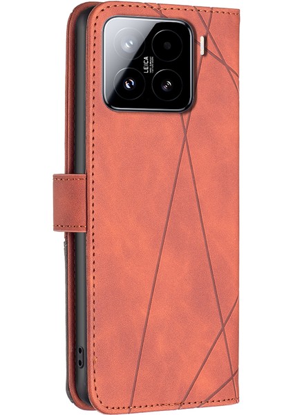 Xiaomi 15 Pro Kılıf Deri Telefon Kılıfı Cüzdan Standı-Kahverengi (Yurt Dışından)