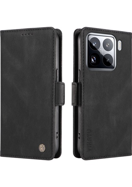 Xiaomi 15 Pro Için Kılıf Pu Deri Cüzdan Telefon Kapağı Cilt Dokunmatik Duygu-Siyah (Yurt Dışından)