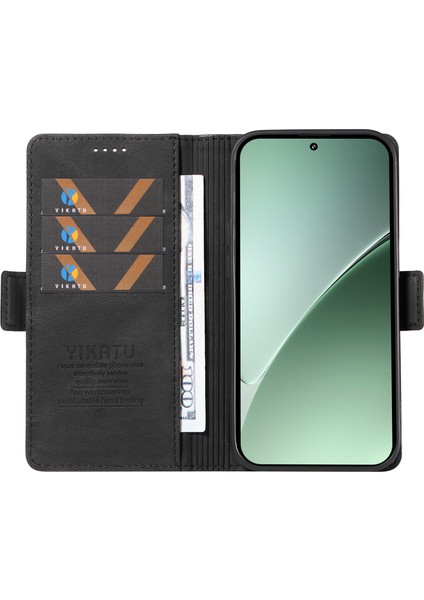 Xiaomi 15 Pro Için Kılıf Pu Deri Cüzdan Telefon Kapağı Cilt Dokunmatik Duygu-Siyah (Yurt Dışından)