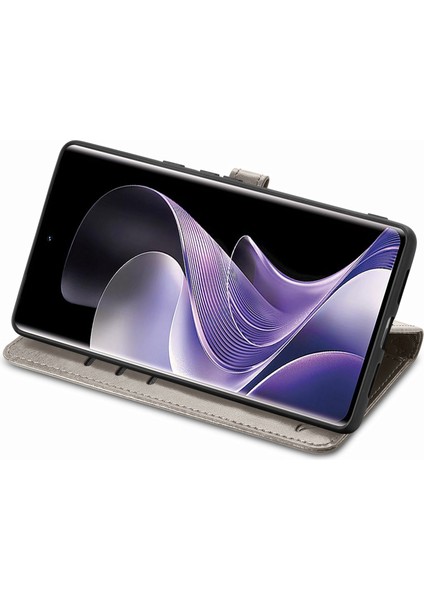 Xiaomi Redmi Note 14 Pro 5G Kılıf Deri Cüzdan Çevirme Telefon Kapağı Sevimli Kedi Köpek Desen-Gri (Yurt Dışından) modelleri