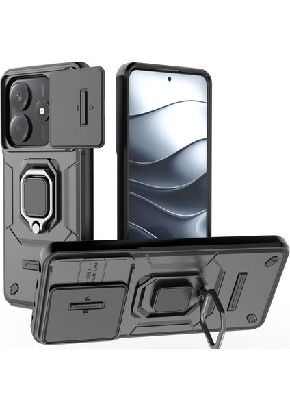 Xiaomi Redmi Note 14 5G-14 4G Kılıf Pc+Tpu Lens Kapaklı Telefon Koruyucu-Siyah (Yurt Dışından)