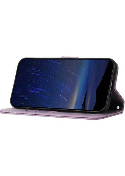 Xiaomi Redmi Note 14 5G Kılıf Cüzdan Ten Dokunuşlu Deri Baskılı Telefon Kapağı-Mor (Yurt Dışından)