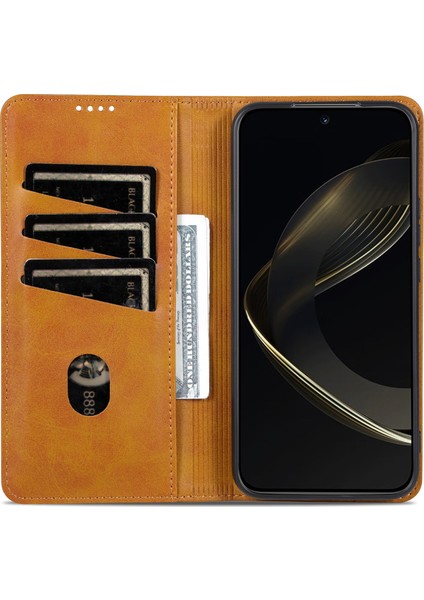 Xiaomi 14T Kılıf Sığır Derisi Doku Pu Deri Cüzdan Telefon Kapağı-Kahverengi Için (Yurt Dışından) modelleri