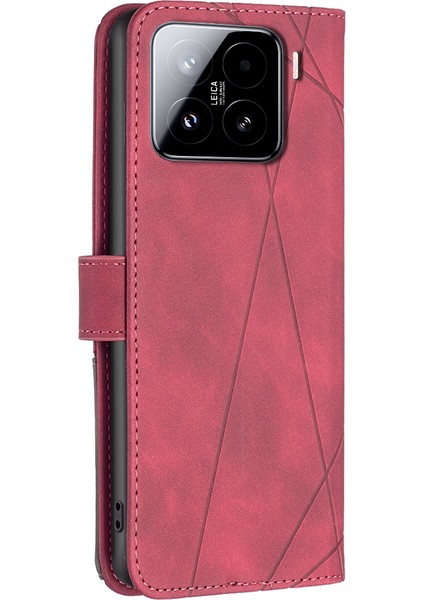Xiaomi 15 Pro Kılıf Deri Telefon Kılıfı Cüzdan Standı-Kırmızı (Yurt Dışından)