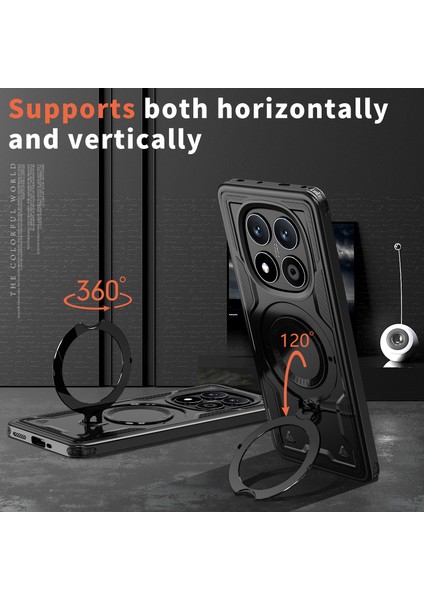Xiaomi Redmi Note 14 Pro 5G Kılıf Magsafe Askeri Koruma Pc+Tpu Telefon Kapağı İle Uyumlu-Siyah (Yurt Dışından)