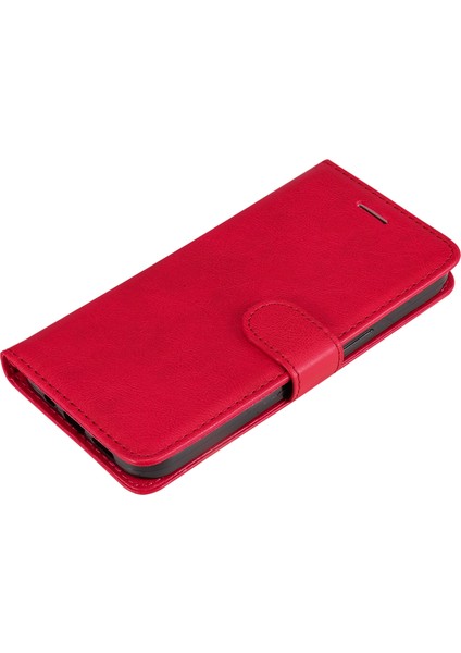 Kt Deri Serisi-2 Xiaomi Redmi Için Not 14 Pro+ 5G - Not 14 Pro 5G Kılıf Düz Renk Deri Telefon Kapak Cüzdan Standı-Kırmızı (Yurt Dışından)