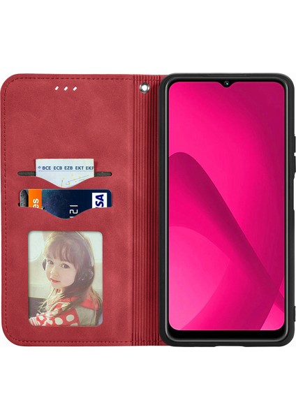 Xiaomi Redmi Için 14C 4G-14R 5G-Poco C75 4G Cilt Dokunmatik Duygu Kart Tutucu Telefon Kapağı Manyetik Emme-Kırmızı (Yurt Dışından)