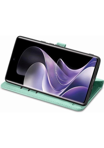 Xiaomi Redmi Note 14 Pro 5G Kılıf Deri Cüzdan Çevirme Telefon Kapağı Sevimli Kedi Köpek Desen-Yeşil (Yurt Dışından) modelleri